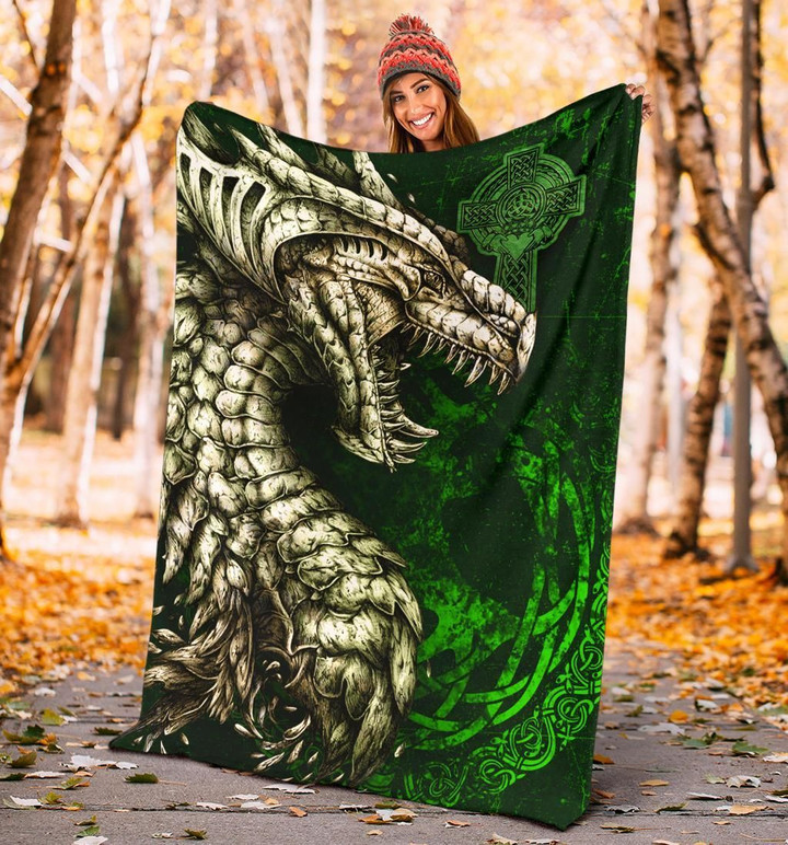 Ireland Celtic Premium Blanket - Dragon & Claddagh Cross