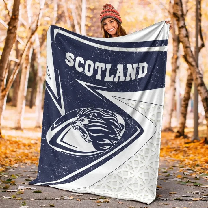 Scotland Rugby Premium Blanket - Celtic Scottish Rugby Ball Lion Ver