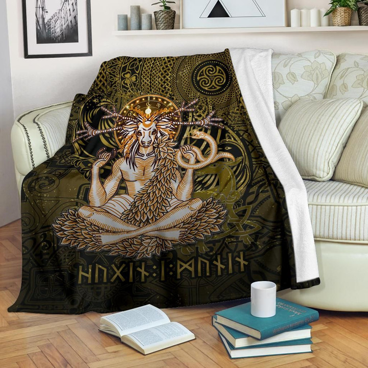 Cernunnos Goddess Premium Blanket - Celtic God of the Forest