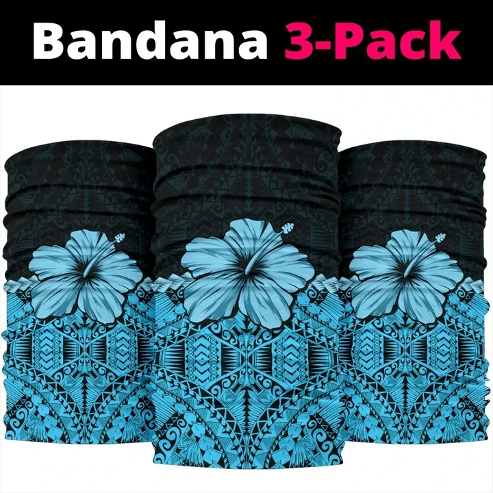 Polynesian Bandana 3-Pack Hibiscus Turquoise