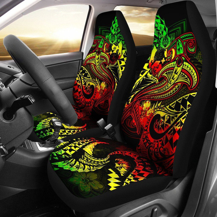 Tonga Car Seat Covers - Reggae Shark Polynesian Tattoo