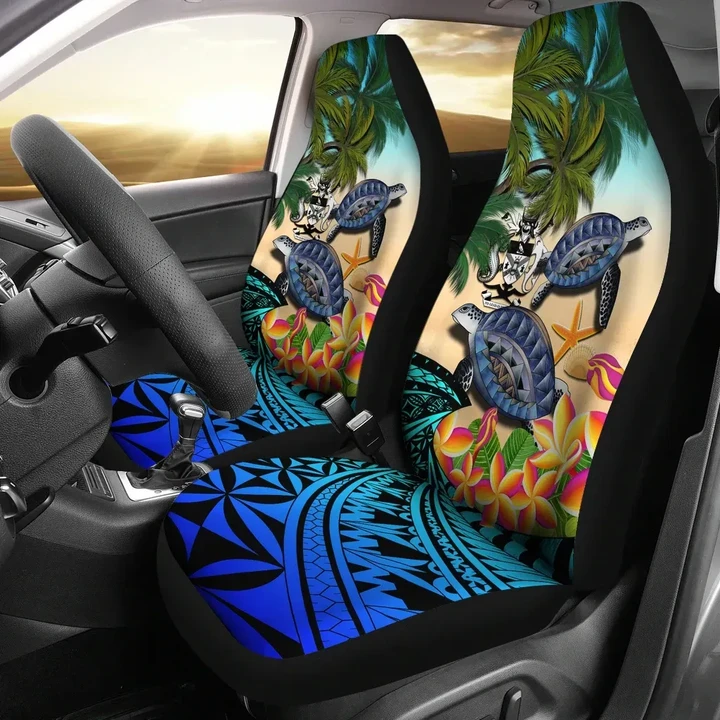 Solomon Islands Car Seat Covers - Polynesian Turtle Coconut Tree And Plumeria