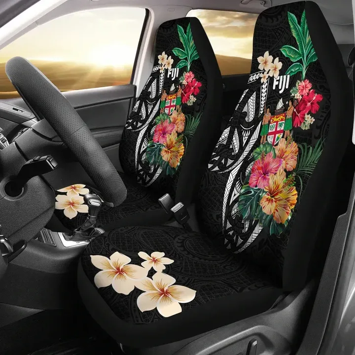Fiji Car Seat Covers Coat Of Arms Polynesian With Hibiscus-2