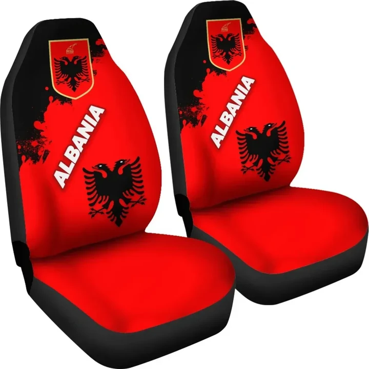 Albania Car Seat Covers Red Braved Version