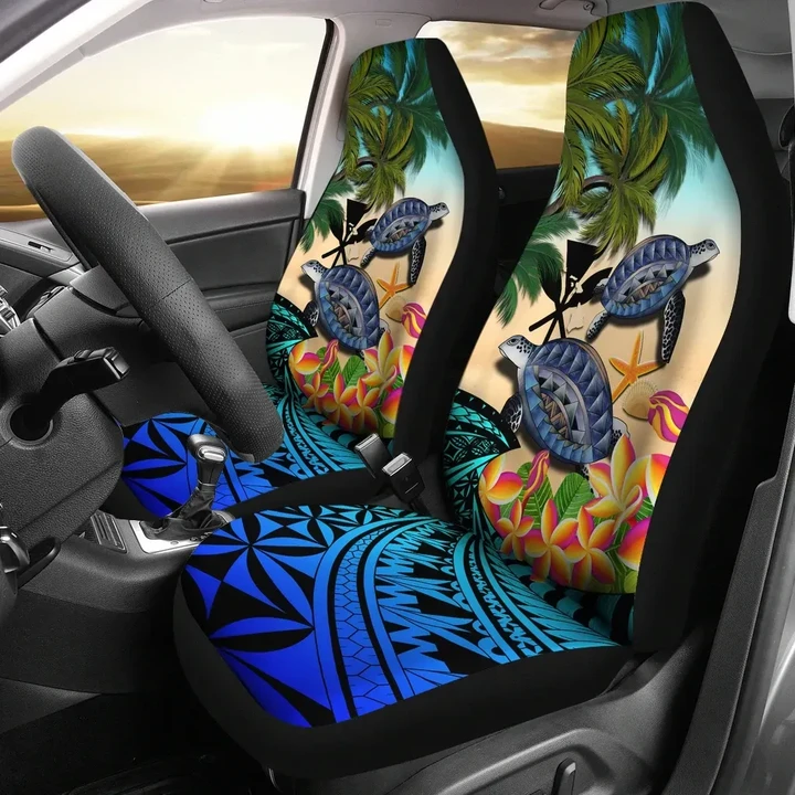 Kanaka Maoli (Hawaiian) Car Seat Covers - Polynesian Turtle Coconut Tree And Plumeria