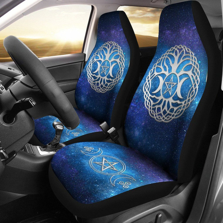 Celtic Wicca Car Seat Covers - Wicca Tripple Moon Tree of Life & Pentacle