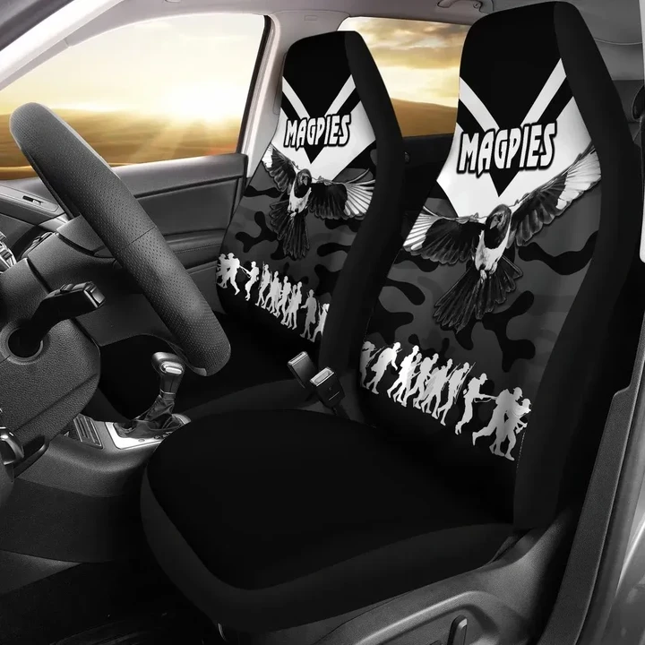 Western Suburbs Magpies Car Seat Covers Anzac Vibes - Black