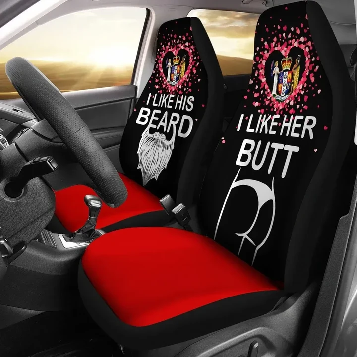 New Zealand Car Seat Covers Couple Valentine Her Butt - His Beard (Set of Two)