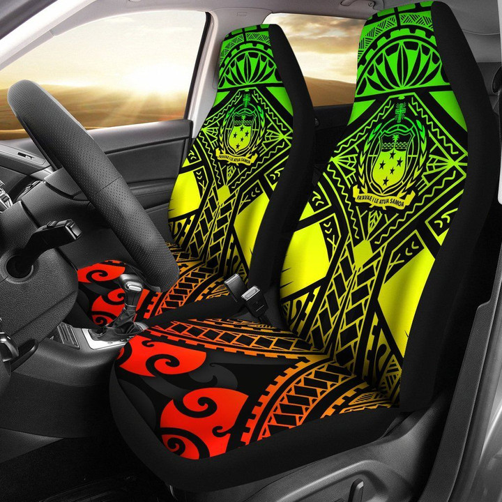 Samoa Polynesian Car Seat Covers - Samoa Reggae Seal with Polynesian Tattoo