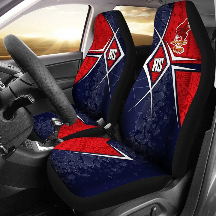 American Samoa Car Seat Covers - AS Flag with Polynesian Patterns