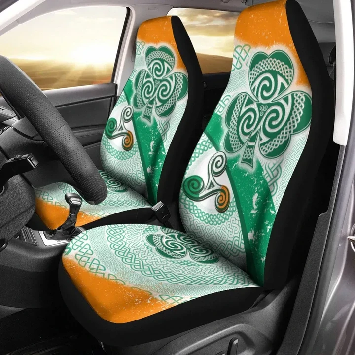 Ireland Celtic Car Seat Covers - Ireland Shamrock With Celtic Patterns
