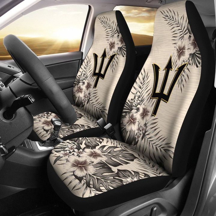 Barbados Car Seat Covers - The Beige Hibiscus (Set of Two)