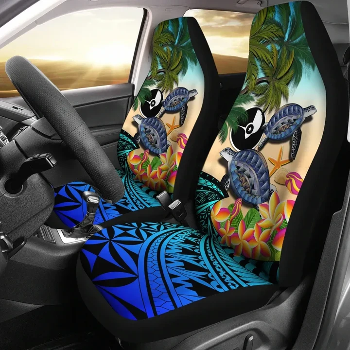 Yap Car Seat Covers - Polynesian Turtle Coconut Tree And Plumeria