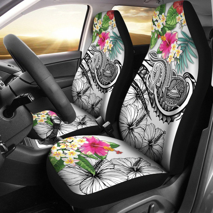 Polynesian American Samoa Car Seat Covers - Summer Plumeria (White)