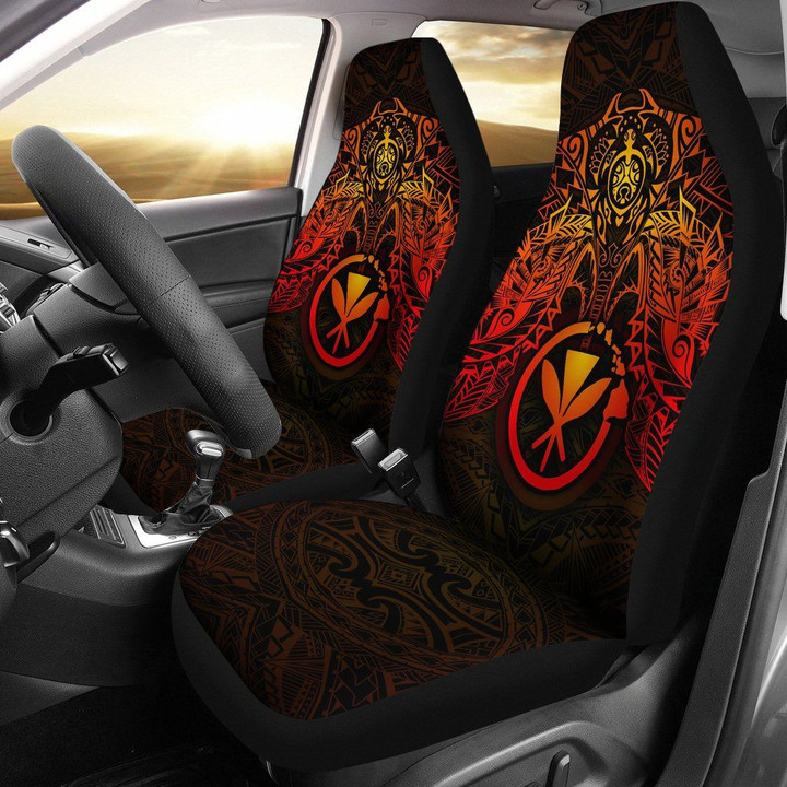 Hawaii Car Seat Covers - Kanaka Maoli Red Turtle Manta Ray