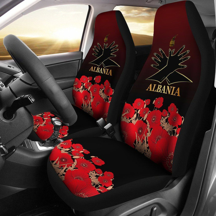 Albania Flag Double Eagle Hand Car Seat Covers