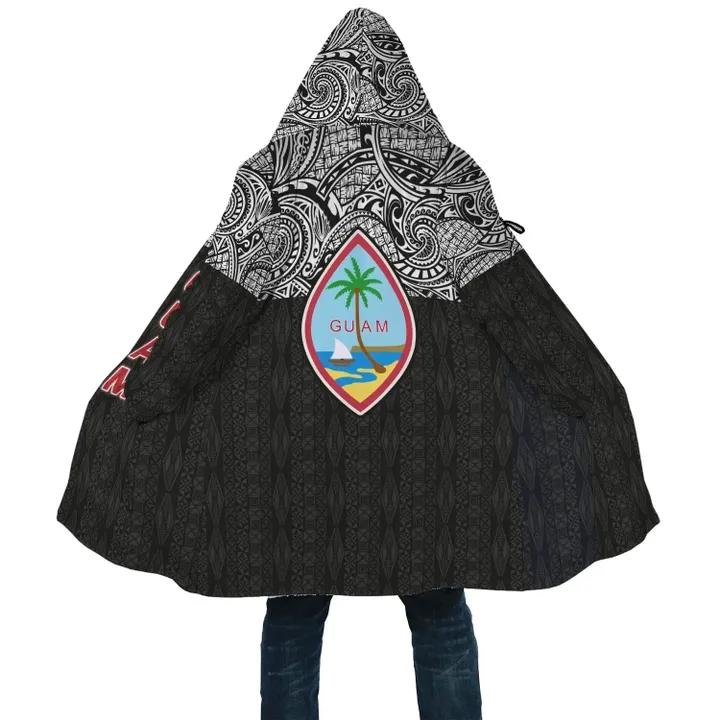 Guam All Over Print Hooded Coats , Black Style