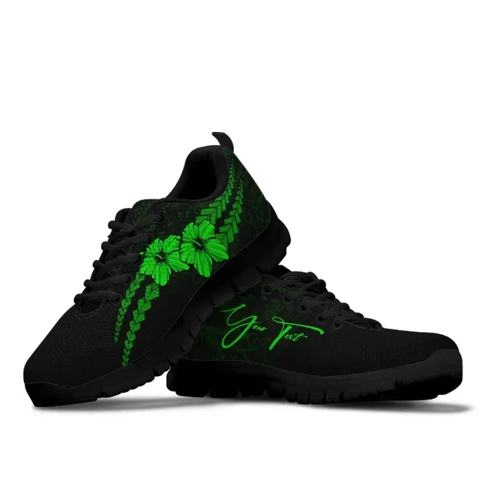 (Custom) Polynesian Sneakers Hibiscus Personal Signature Green