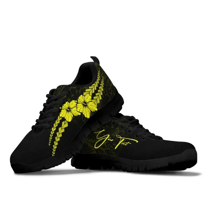 (Custom) Polynesian Sneakers Hibiscus Personal Signature Yellow