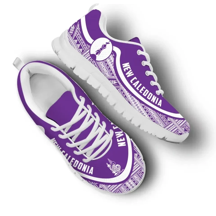 New Caledonia Wave Sneakers , Polynesian Pattern White Purple Color