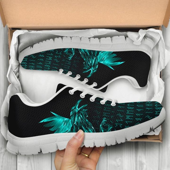 Vikings Sneakers , Raven Tattoo Style Cyan A27 Collection
