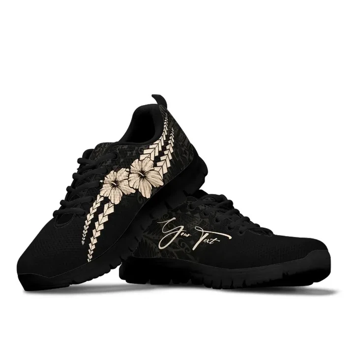 (Custom) Polynesian Sneakers Hibiscus Personal Signature Gold