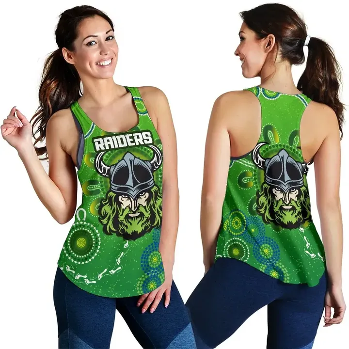 Canberra Raiders Women Racerback Tank Indigenous Country Style