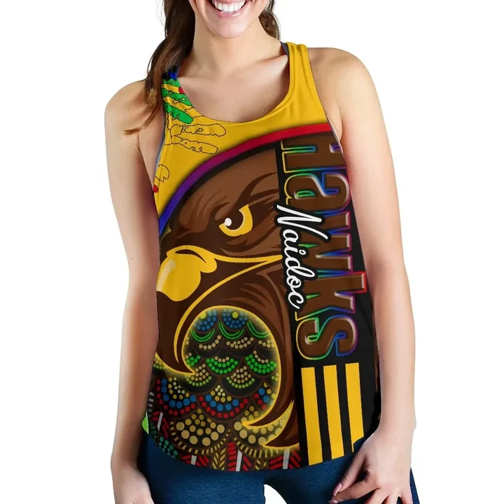 (Custom Personalised) Pride Hawks Women's Racerback Tank Hawthorn Naidoc Week Aboriginal Version Special