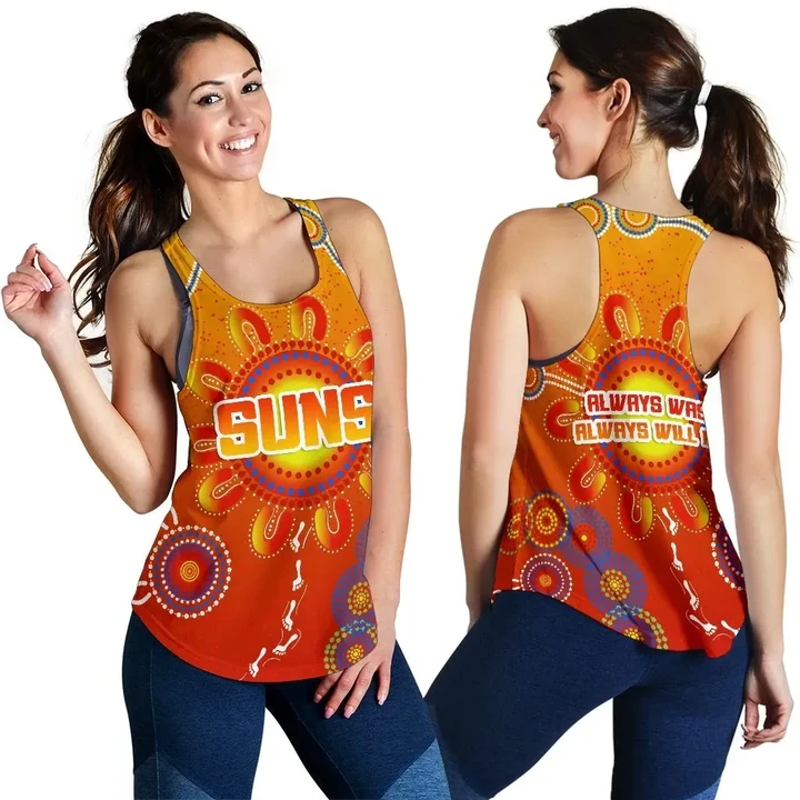 Naidoc Suns Women Racerback Tank Gold Coast Indigenous Style