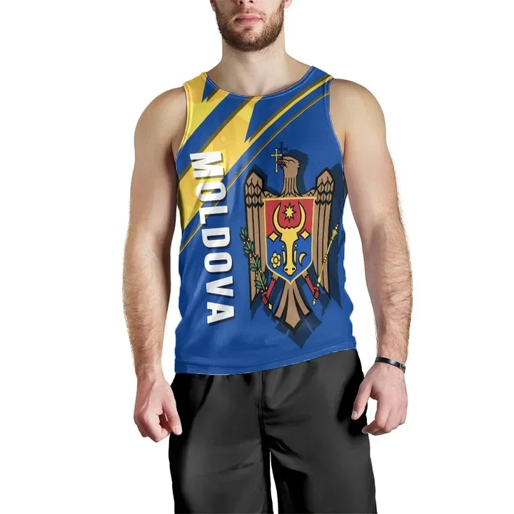 1stTheWorld Moldova Men's Tank Top, Flag and Coat Of Arms