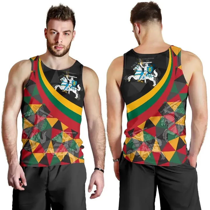 Lithuania Men's Tank Top , Lithuania Coat Of Arms with Flag Color