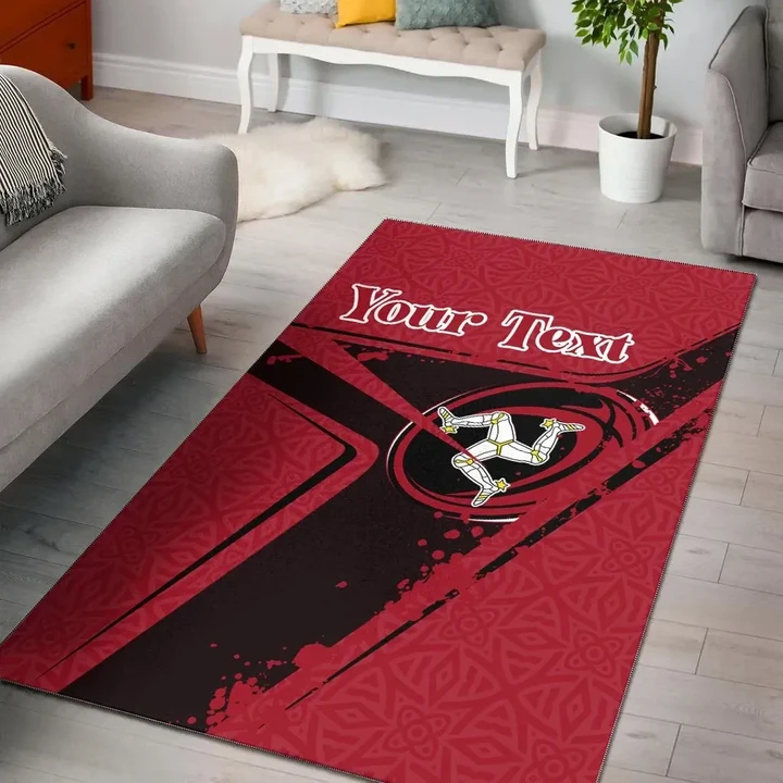 (Custom Text) Isle Of Man Rugby Personalised Area Rug - Isle Of Man Rugby