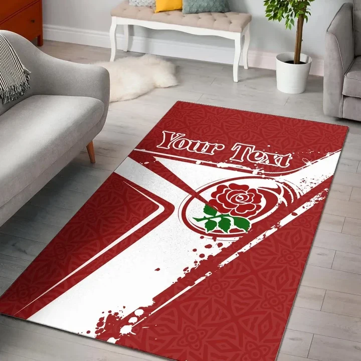 (Custom Text) England Rugby Personalised Area Rug - England Rugby