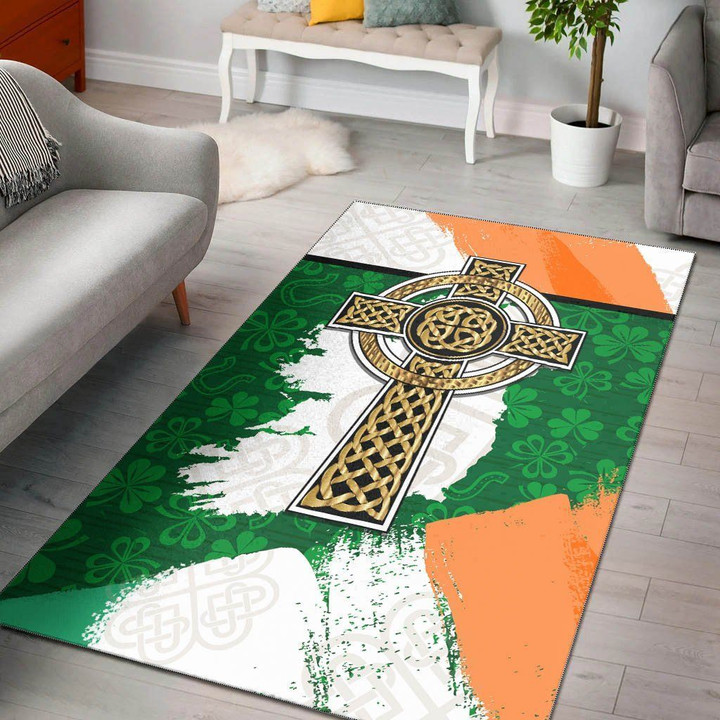 Products Celtic All Over Print Area Rug - Irish Shamrock With Celtic Cross