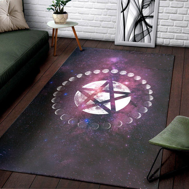 Celtic Wicca Area Rug - Pentagram Wicca Symbol Mystical Purple