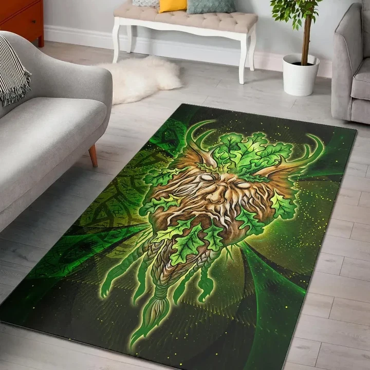 Celtic Green Man Area Rug - Green Man with Celtic Patterns