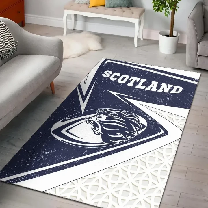 Scotland Rugby Area Rug - Celtic Scottish Rugby Ball Lion Ver