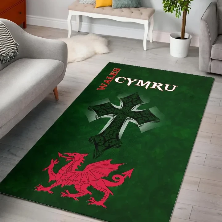 Wales Area Rug - Wales Cymru Celtic Cross