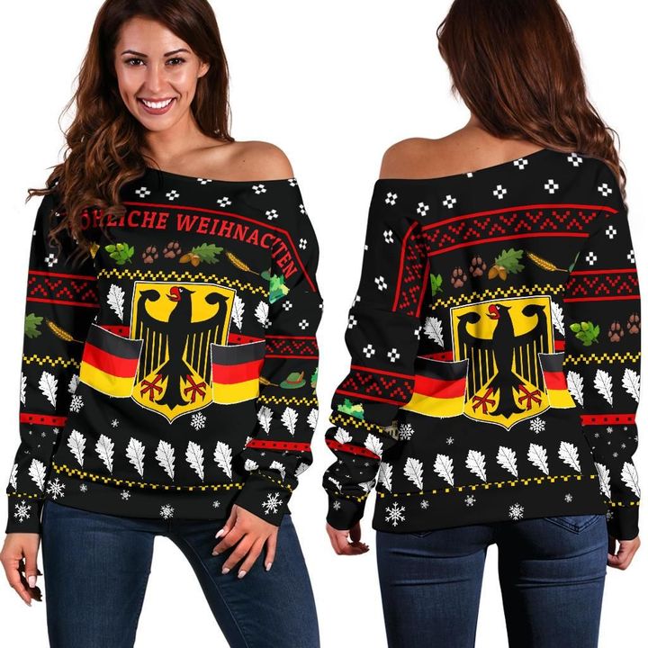 Germany Christmas Women's Off Shoulder Sweater