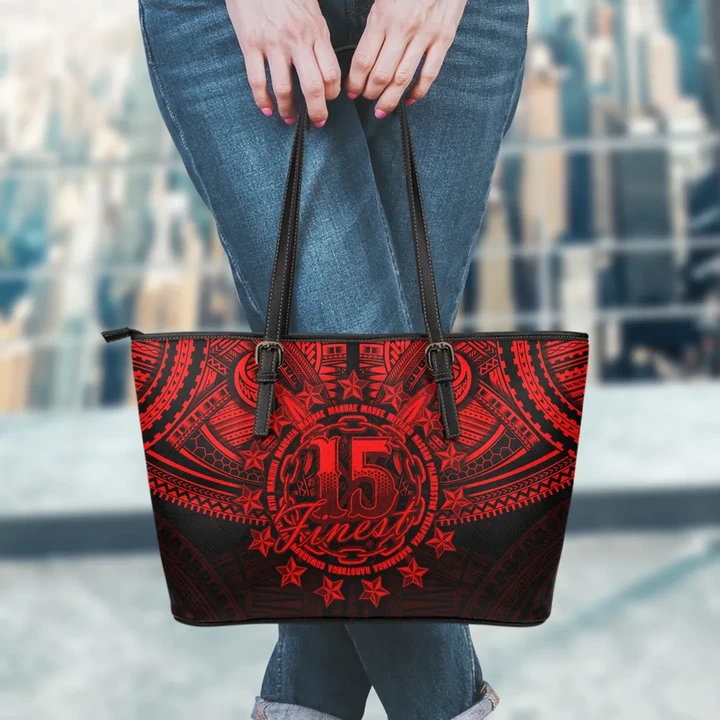 Cook Islands Polynesian Leather Tote Bag Red