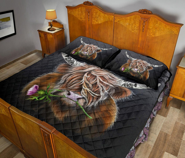 Scotland Quilt Bed Set - Thistle Highland Cow A02 A7