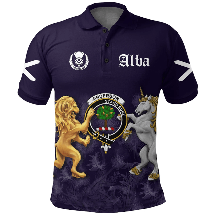 1stScotland Polo Shirt - Purple Crest Anderson A22