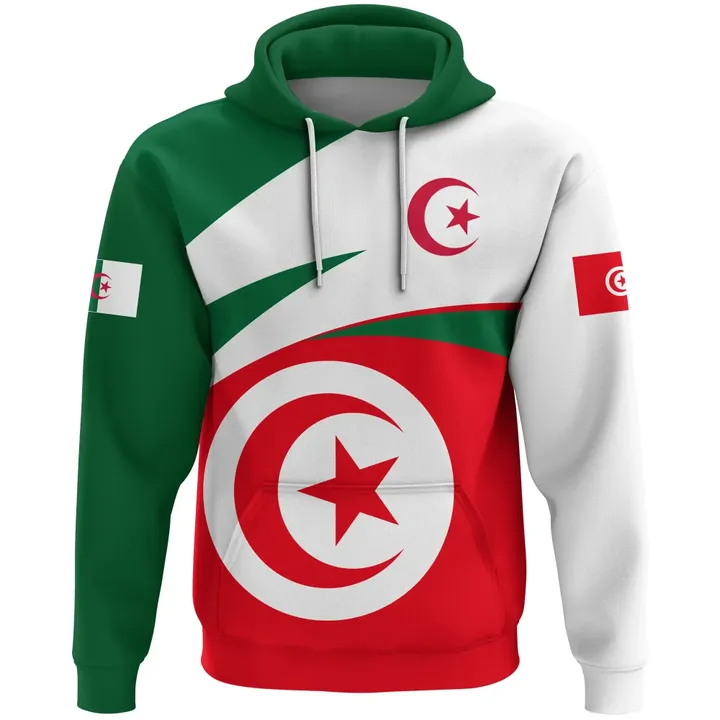 1stTheWorld Algeria Tunisia Hoodie Active Flag