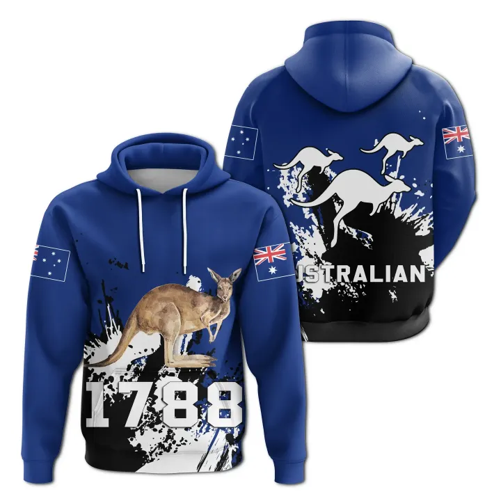 Australia Kangaroo Flag Hoodie Spaint Style J8W
