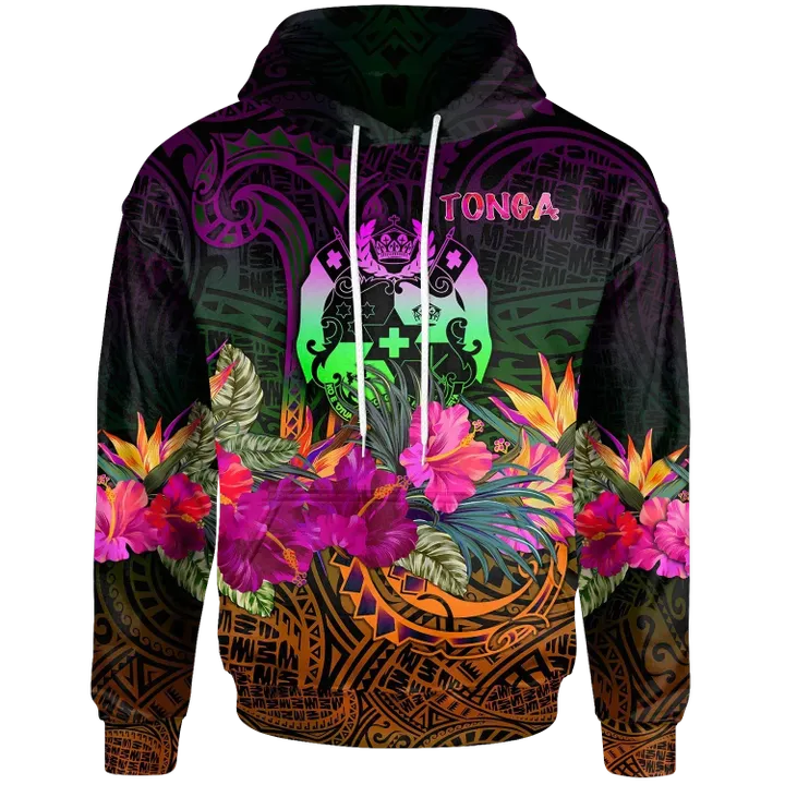 Tonga Polynesian Hoodie Summer Hibiscus
