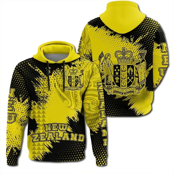 New Zealand Coat Of Arms Kanaka Polynesian Hoodie Yellow Vincent Style