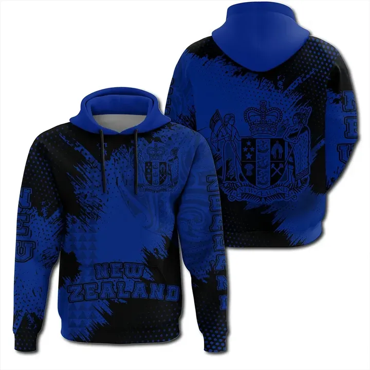 New Zealand Coat Of Arms Kanaka Polynesian Hoodie Blue Vincent Style