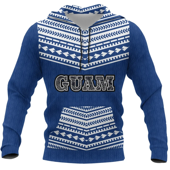 Hoodie Guam Polynesian Pattern Front Pocket Coat Of Arms