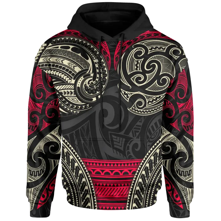 New Zealand Maori All Over Hoodie Polynesian Patterns Style Hoodie