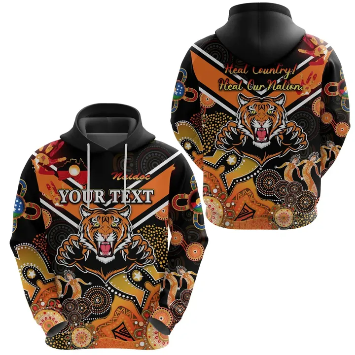 (Custom Personalised) Wests Hoodie Tigers Indigenous Naidoc Heal Country! Heal Our Nation Black
